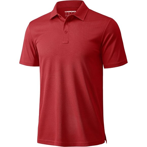 Men's True Red Short Sleeve Quick Dry Collared Moisture Wicking Polo Shirts